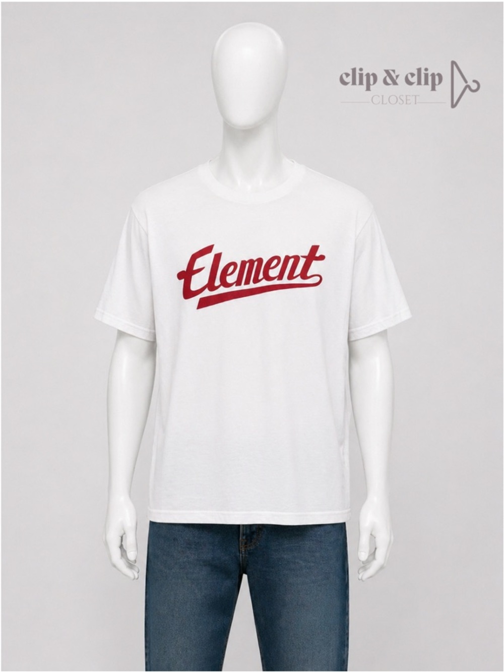Element White Short-Sleeve Tee with Red Script Logo